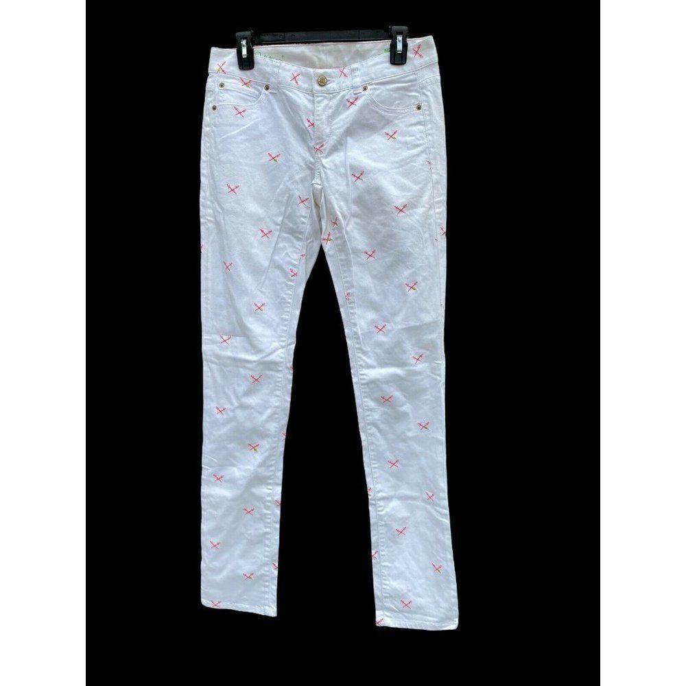 Lilly Pulitzer White Jeans With Martini sword